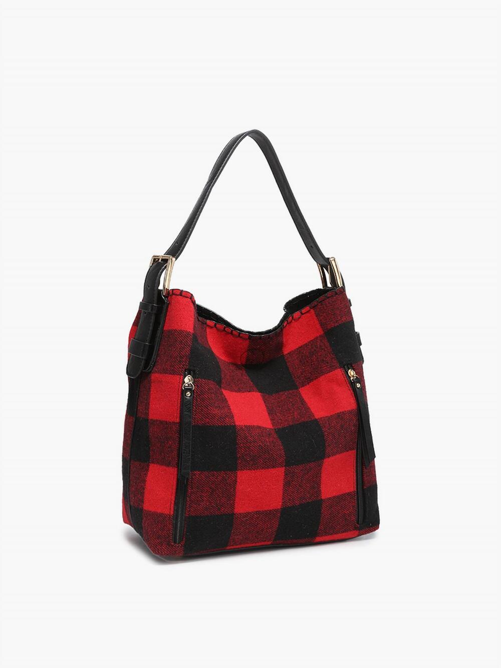 NEW JEN & CO. women's alexa hobo bag in buffalo plaid